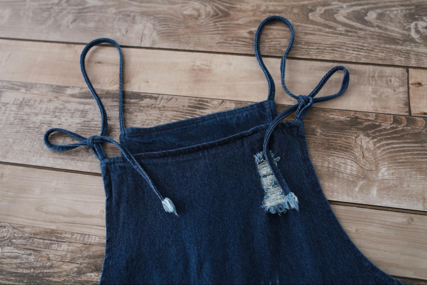Distressed Cropped Denim Overalls