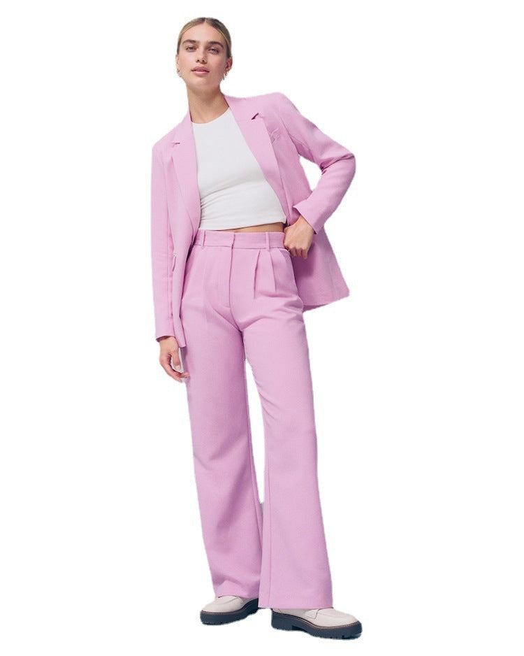 Pleated High-waist Wide-leg Women's Trousers