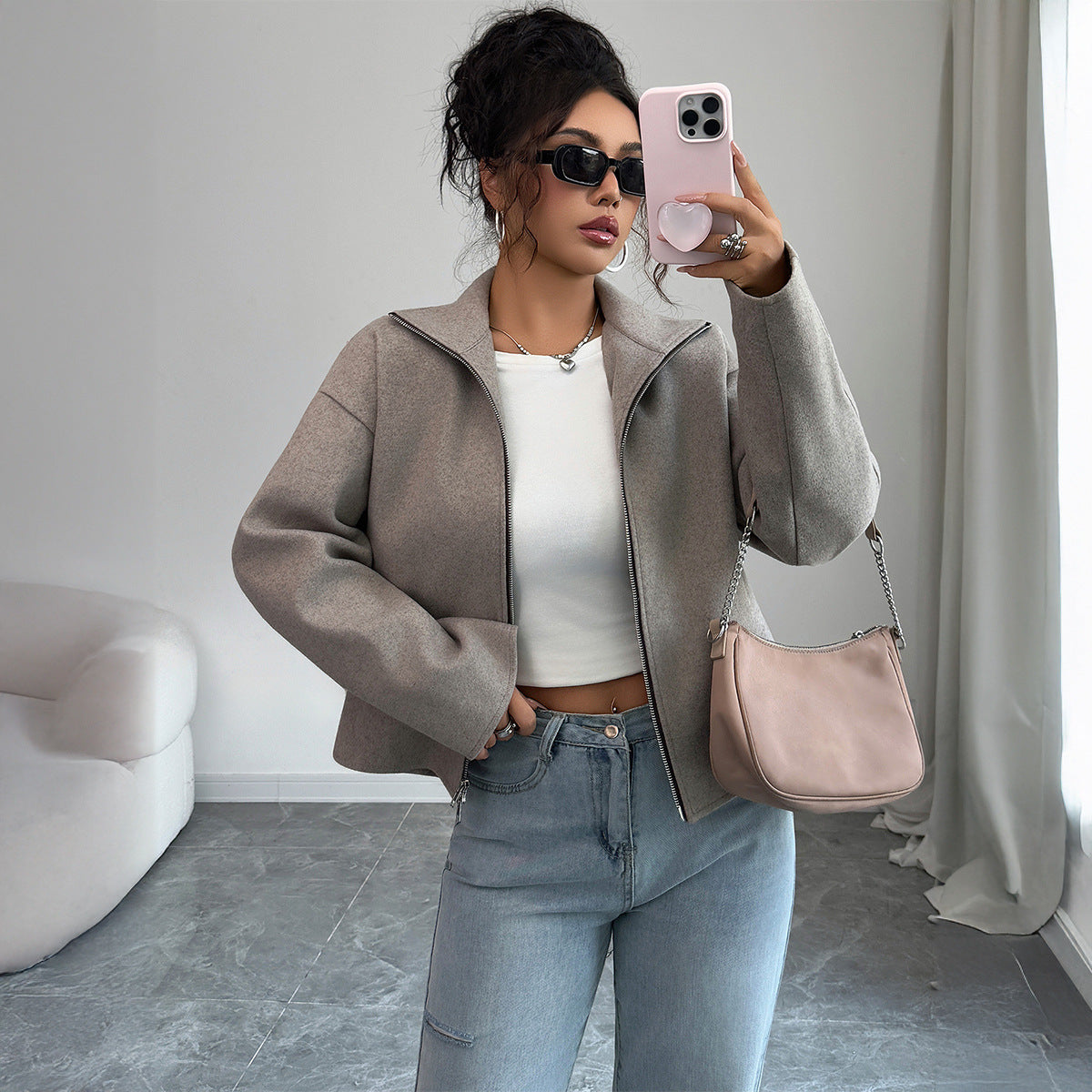 Structured Cropped Wool-blend Jacket