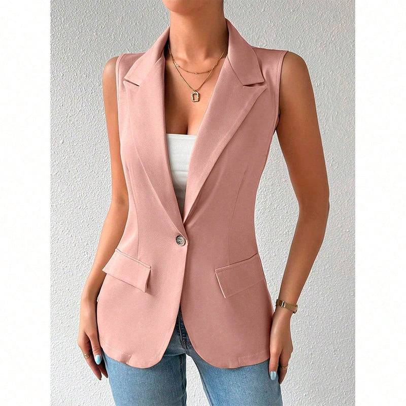 Notched-lapel Tailored Sleeveless Blazer Vest