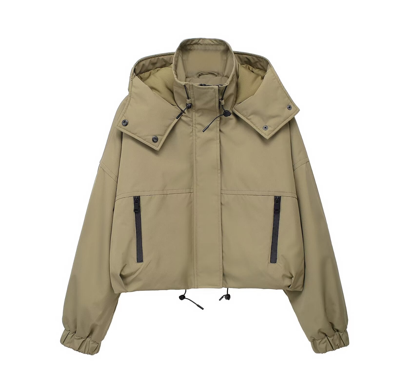 Paneled Cropped Hooded Jacket