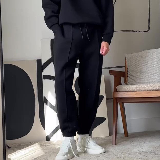 Minimalist Men's Round Neck Sweatshirt & Elastic Waist Pants Set