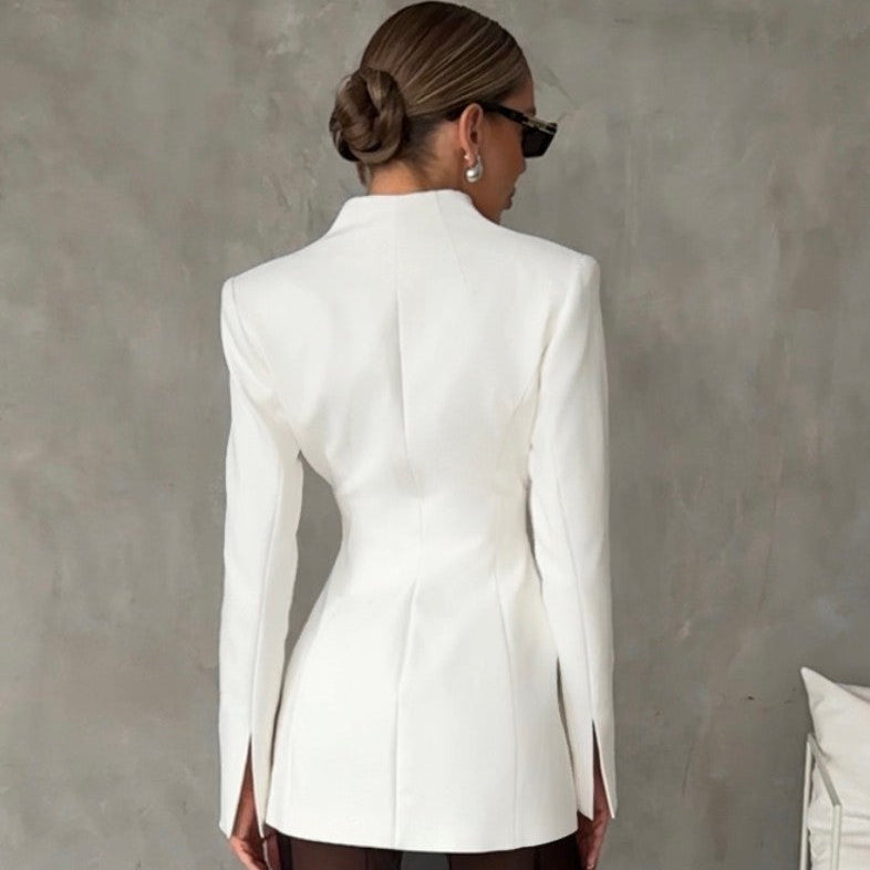 Asymmetric-lapel Structured Women's Blazer