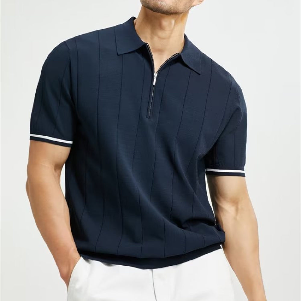 Half - zip Vertical - paneled Men's Polo Shirt