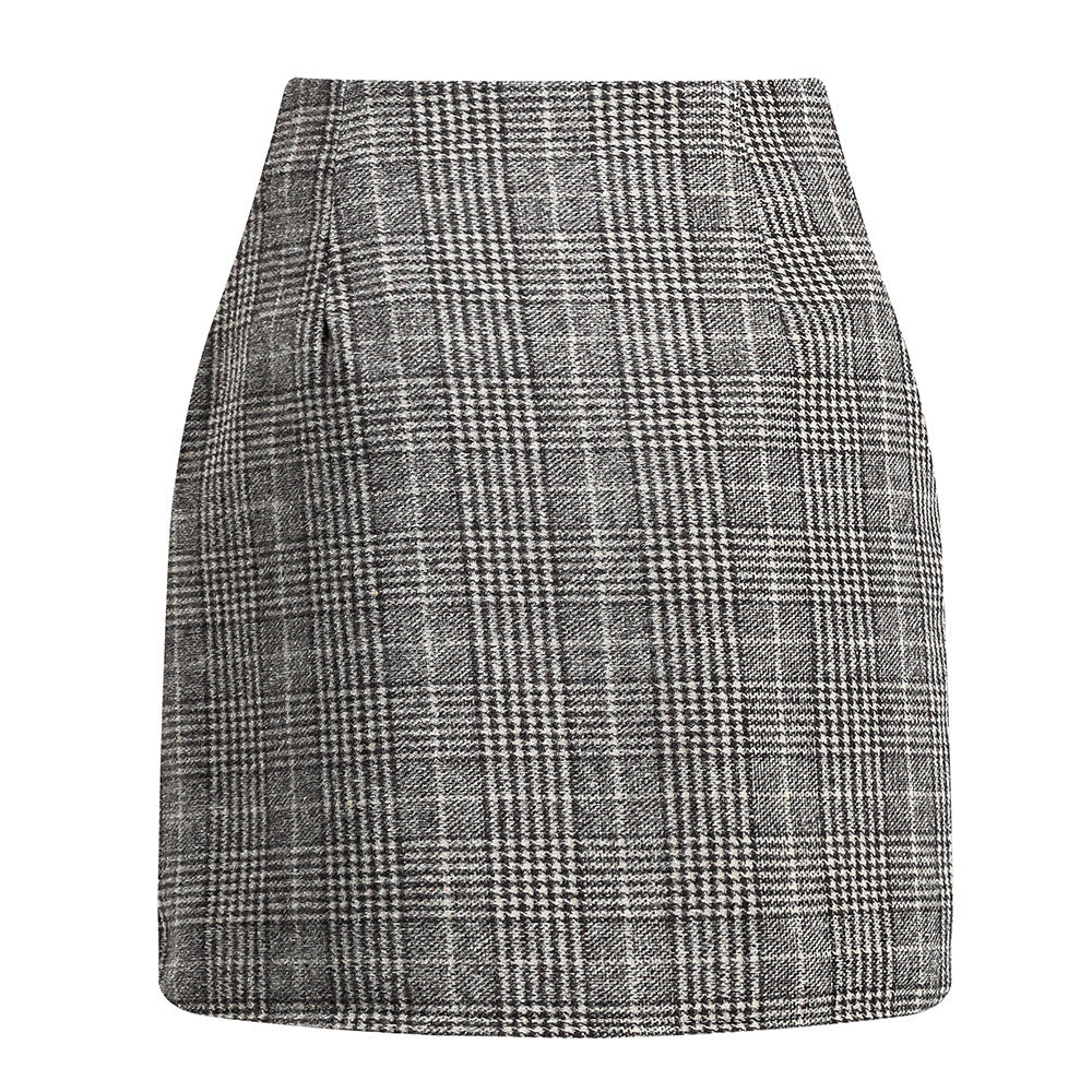 Checkered Patterned Wool Mini Skirt