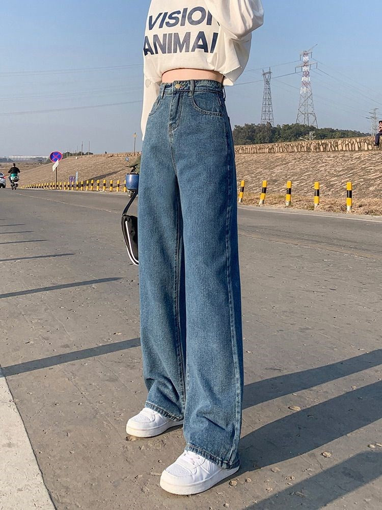 High-waist Wide-leg Denim Jeans