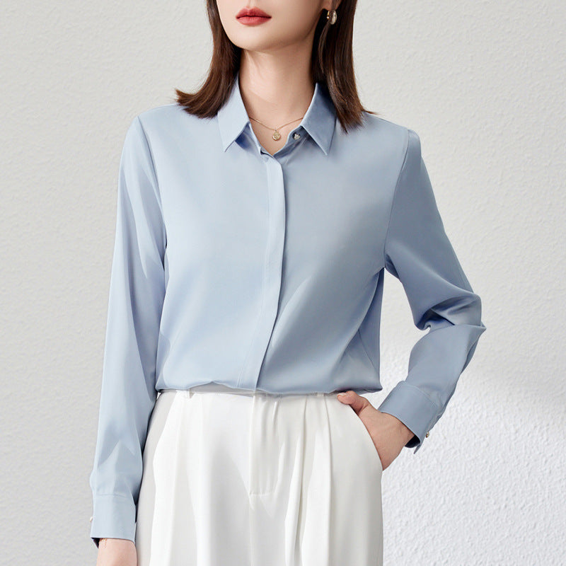Classic Button - front Pointed - collar Women's Dress Shirt