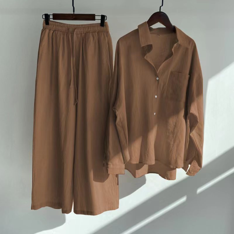 Chest-pocket Oversized Shirt & Wide-leg Trouser Set