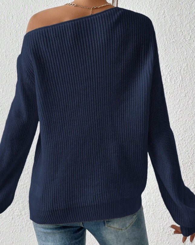 Asymmetric Off-the-shoulder Oversized Knit Sweater