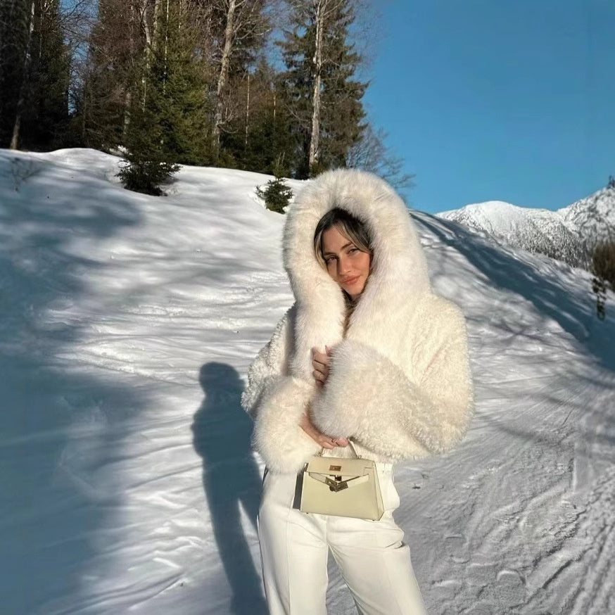 Hooded Cropped Fur Women's Jacket