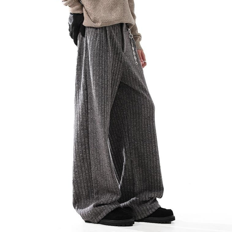 Chain-accented High-waist Wide-leg Knit Pants
