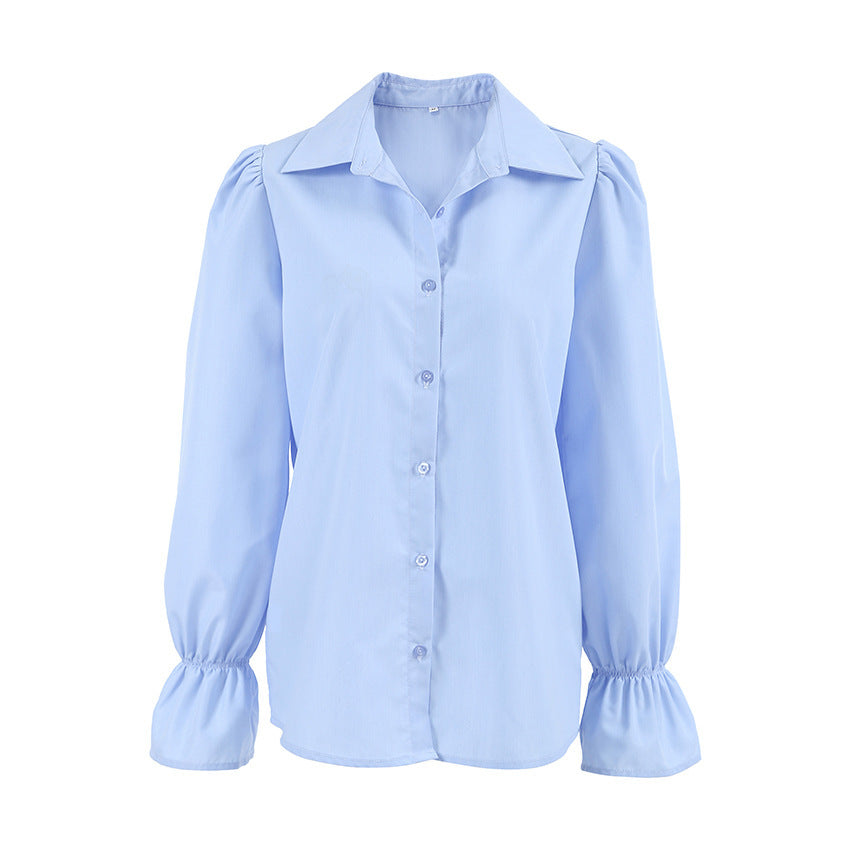 Puffed - Shoulder Ruffled - Cuff Women's Button - Up Shirt