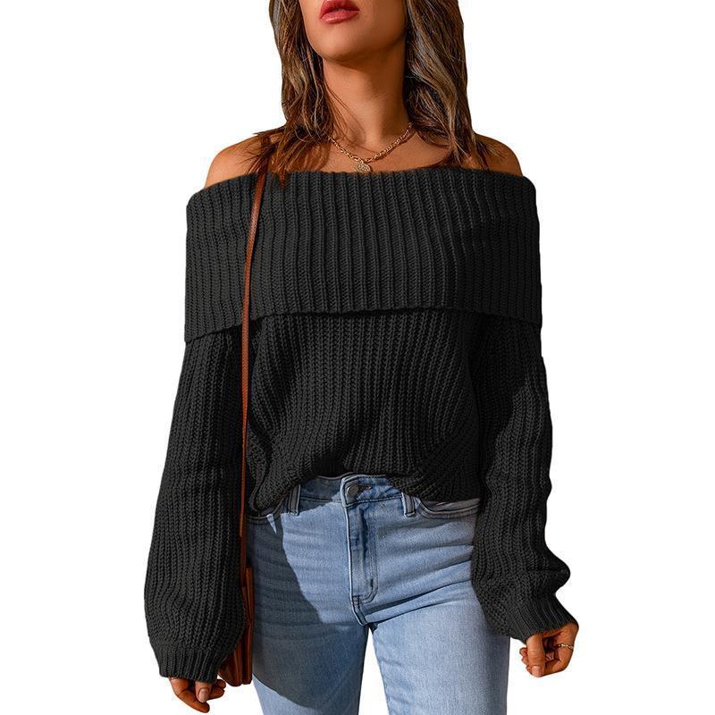 Chunky-ribbed Off-the-shoulder Women's Knit Sweater